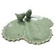 Bain Oiseau en Forme de Feuille Bénitier en Terre Cuite Emaillée Vert Foncé Grainetier 9x24x26cm