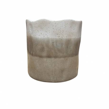 Vase Rond Cache Pot en Grès Emaillé Dégradé Taupe Objet de Décoration 15x15x15cm