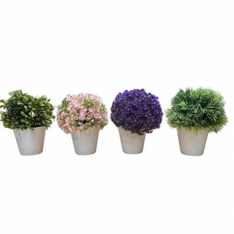 Lot de 4 Fausses Plantes Ensemble de 4 Pots de Fleurs Décoratives en Plastique Plantes Artificielles