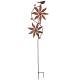 Eolienne Double Hélices Motif Oiseau Tuteur Mobile de Jardin en Acier Oxydé 11x38x192cm