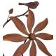 Eolienne Double Hélices Motif Oiseau Tuteur Mobile de Jardin en Acier Oxydé 11x38x192cm