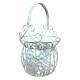 Petite Jardinière Façon Panier Pot de Fleur Bac de Plantation en Acier Blanc 21,5x21,5x33cm