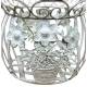 Petite Jardinière Façon Panier Pot de Fleur Bac de Plantation en Acier Blanc 21,5x21,5x33cm