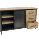 Bahut Meuble de Rangement Buffet Placard Industriel 2 Portes 3 Tiroirs en Acier et Bois 40x81x134,5cm