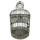 Cage à Oiseaux MM Volière Ronde en Acier Patiné Vert Antique Abri Décoratif à Suspendre 26x26x52cm