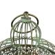 Cage à Oiseaux MM Volière Ronde en Acier Patiné Vert Antique Abri Décoratif à Suspendre 26x26x52cm