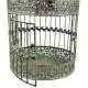 Cage à Oiseaux MM Volière Ronde en Acier Patiné Vert Antique Abri Décoratif à Suspendre 26x26x52cm