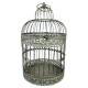 Cage à Oiseaux GM Volière Ronde en Acier Patiné Vert Antique Abri Décoratif à Suspendre 32x32x59cm