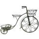 Grand Vélo Porte-Plantes Métal Noir Patiné Marron Bicyclette Décorative Support à Fleurs 27x59x90cm