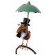Pluviomètre à Piquer Tuteur à Plantes Déco de Jardin Corbeau Parapluie Vert en Acier et Verre 12,5x21,5x131cm