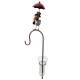 Pluviomètre à Piquer Tuteur à Plantes Déco de Jardin Corbeau Parapluie Rouge en Acier et Verre 12,5x21,5x131cm