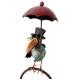 Pluviomètre à Piquer Tuteur à Plantes Déco de Jardin Corbeau Parapluie Rouge en Acier et Verre 12,5x21,5x131cm