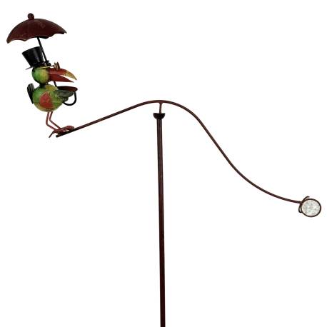 Mobile de Jardin Tuteur à Plantes Motif Corbeau en Acier Coloré 9x62x127cm