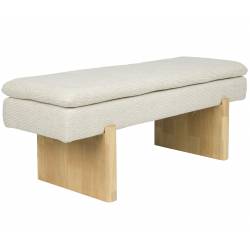 Banquette Jappo Woody Banc d'Intérieur en Pin et Tissu Gris Assise Design Scandinave 40x45x120cm