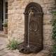 Fontaine à Poser Source en Fonte d'Aluminium Patinée Marron avec Robinet Fonctionnel en Laiton 35x40x83cm