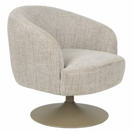 Fauteuil Renate Woody Siège Pivotant en Acier et Tissu Marron Assise Lounge Design 73x75x75cm