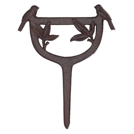 Gratte Pied ou Bottes Motifs Oiseaux et Feuilles en Fonte Patinée Marron 2x27x34cm