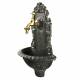 Fontaine Murale extérieure Fontaine en Fonte Patinée Gris avec Robinet Fonctionnel en Laiton 14x25x40cm