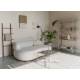 Canapé Noxx Woody Sofa Asymétrique en Bois et Tissu Blanc Assise Contemporaine 73x115x185cm