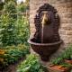 Fontaine de Charme Murale Source Fonte Patinée Marron avec Robinet Fonctionnel en Laiton 14x25x40cm