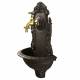 Fontaine de Jardin Fontaine de Charme Murale Fonte Patinée Marron avec Robinet en Laiton 14x25x40cm