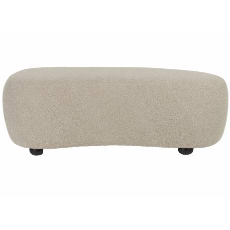 Repose Pied Noxx Woody Pouf Structure Bois et Tissu Beige Assise Asymétrique 41x46x120cm