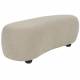 Repose Pied Noxx Woody Pouf Structure Bois et Tissu Beige Assise Asymétrique 41x46x120cm