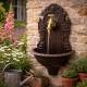 Fontaine de Jardin Fontaine de Charme Murale Fonte Patinée Marron avec Robinet en Laiton 14x25x40cm