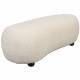 Repose Pied Noxx Woody Pouf Structure Bois et Tissu Blanc Assise Asymétrique 41x46x120cm