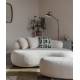 Repose Pied Noxx Woody Pouf Structure Bois et Tissu Blanc Assise Asymétrique 41x46x120cm