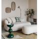 Repose Pied Noxx Woody Pouf Structure Bois et Tissu Blanc Assise Asymétrique 41x46x120cm