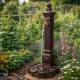 Fontaine Extérieure Colonne de jardin à Poser en Fonte d'Aluminium Marron et Robinet Fonctionnel en Laiton 