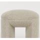 Pouf Noxx Woody Tabouret Structure Bois et Tissu Beige Assise d'Appoint Asymétrique 42x42x46cm
