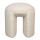 Pouf Noxx Woody Tabouret Structure Bois et Tissu Blanc Assise d'Appoint Asymétrique 42x42x46cm