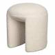 Pouf Noxx Woody Tabouret Structure Bois et Tissu Blanc Assise d'Appoint Asymétrique 42x42x46cm