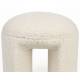 Pouf Noxx Woody Tabouret Structure Bois et Tissu Blanc Assise d'Appoint Asymétrique 42x42x46cm
