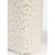 Pouf Noxx Woody Tabouret Structure Bois et Tissu Blanc Assise d'Appoint Asymétrique 42x42x46cm