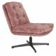Fauteuil Kai Woody Siège Pivotant en Acier Noir et Tissu Rose Assise Design 69,5x72x75,5cm