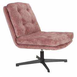 Fauteuil Kai Woody Siège Pivotant en Acier Noir et Tissu Rose Assise Design 69,5x72x75,5cm