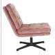 Fauteuil Kai Woody Siège Pivotant en Acier Noir et Tissu Rose Assise Design 69,5x72x75,5cm