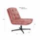 Fauteuil Kai Woody Siège Pivotant en Acier Noir et Tissu Rose Assise Design 69,5x72x75,5cm