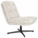 Fauteuil Kai Woody Siège Pivotant en Acier Noir et Tissu Blanc Assise Design 69,5x72x75,5cm