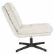 Fauteuil Kai Woody Siège Pivotant en Acier Noir et Tissu Blanc Assise Design 69,5x72x75,5cm