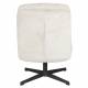 Fauteuil Kai Woody Siège Pivotant en Acier Noir et Tissu Blanc Assise Design 69,5x72x75,5cm