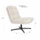 Fauteuil Kai Woody Siège Pivotant en Acier Noir et Tissu Blanc Assise Design 69,5x72x75,5cm