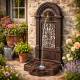 Fontaine de Jardin à Poser Source en Fonte d'Aluminium Marron et Robinet Laiton Décoration de Jardin 35x40x83cm
