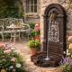 Fontaine de Jardin à Poser Source en Fonte d'Aluminium Marron et Robinet Laiton Décoration de Jardin 35x40x83cm