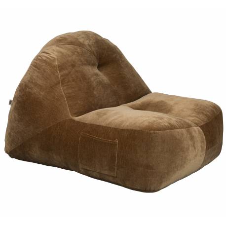 Fauteuil Tombag Dutchbone Assise Moelleuse en Velours Marron Sofa Rétro 78x99x120cm