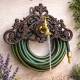 Robinet de Jardin de Charme Fontaine Murale Enrouleur à Tuyaux Source en Fonte Marron Robinet Laiton Doré 22,5x24x36,5cm