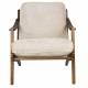 Fauteuil Washington Dutchbone Assise en Manguier, Cuir et Tissu Beige Mobilier Style Année 50 67x79x90cm